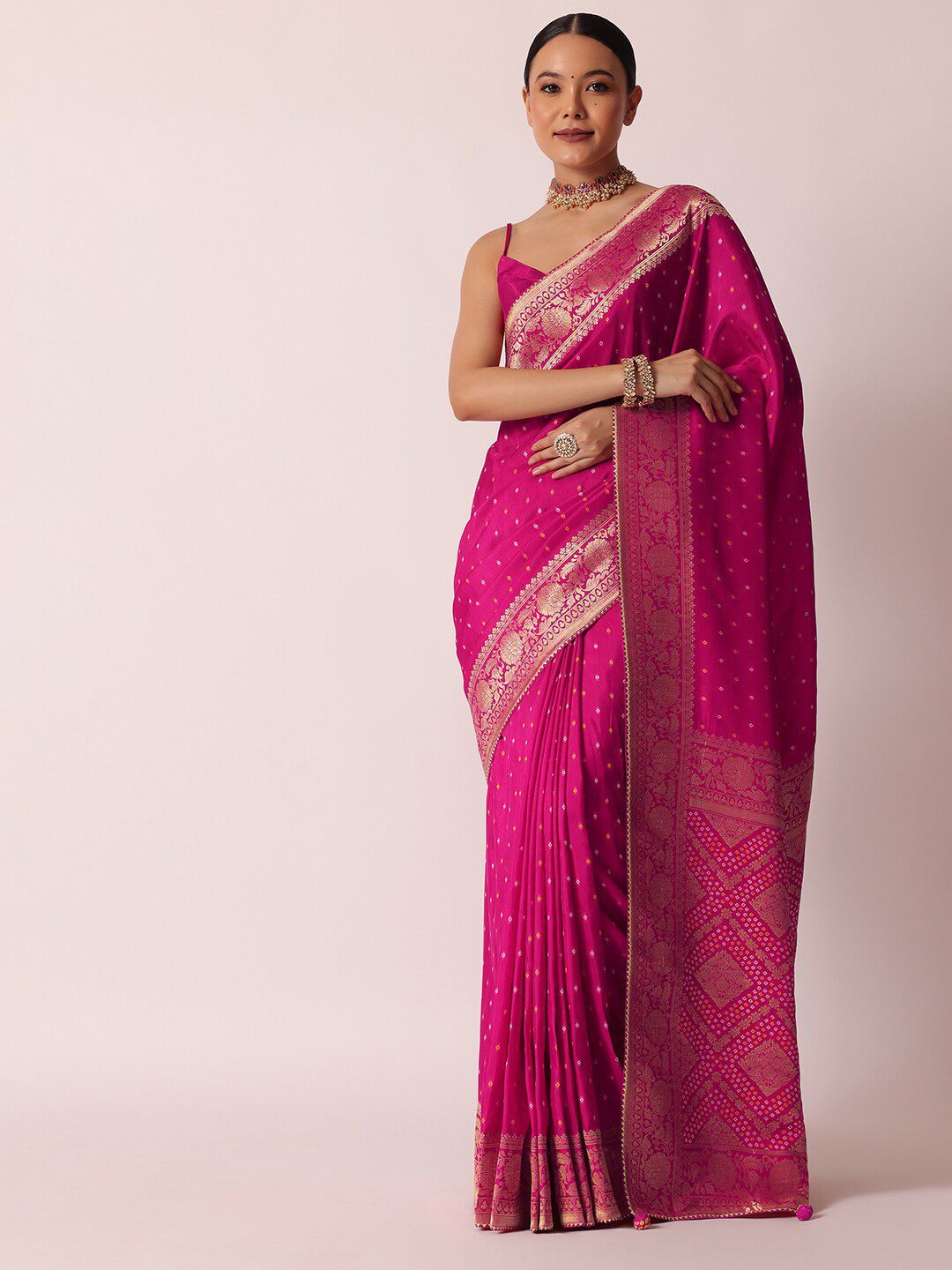KALKI Fashion Ethnic Motifs Printed Zari Detail Saree