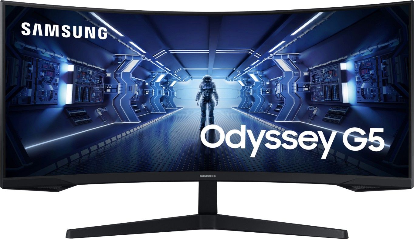 Samsung Odyssey G5 1000R 86.4 cm (34 inch) Curved WQHD VA Panel with HDR 10, Game Style UI, Borderless UltraWide Gaming Monitor (LC34G55TWWWXXL) (AMD Free Sync, Response Time: 1 ms, 165 Hz Refresh Rate)