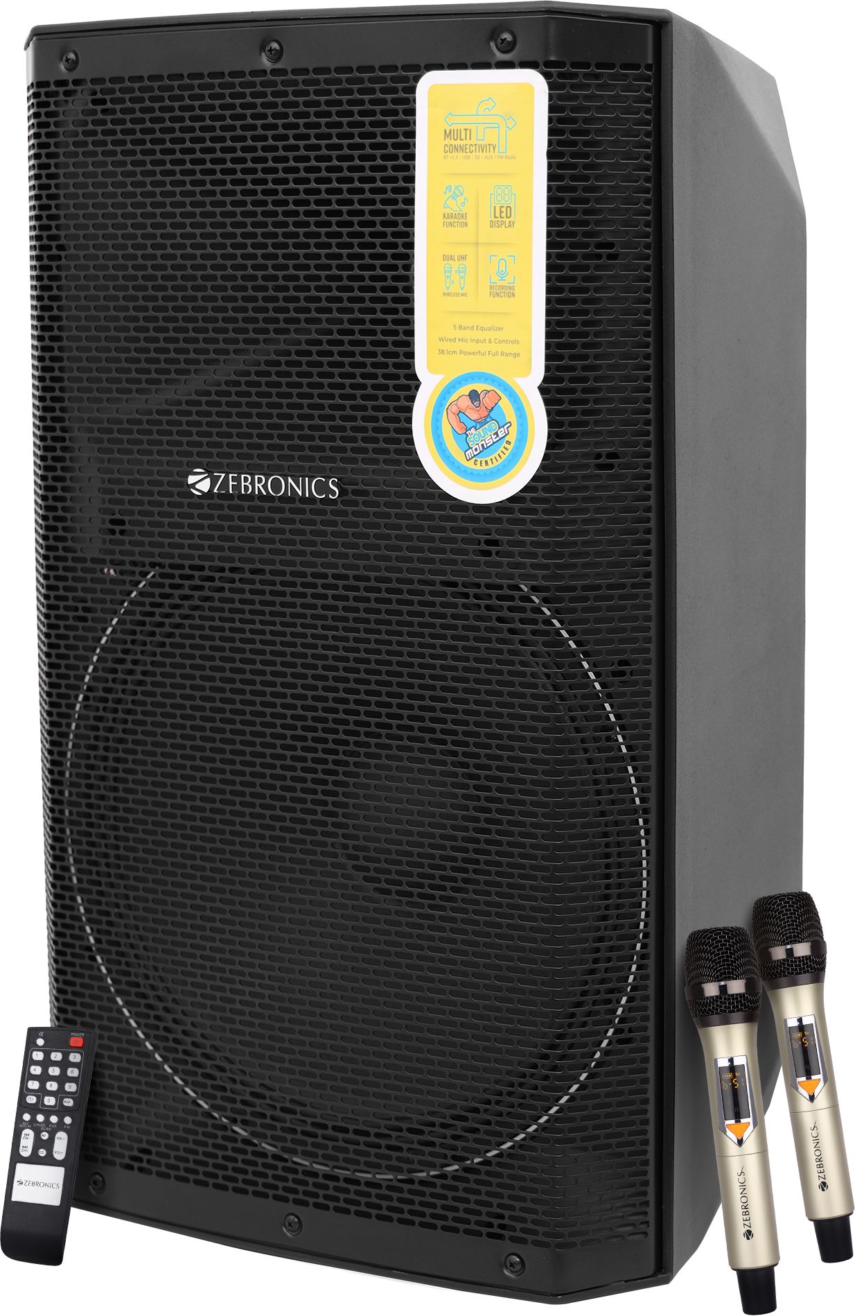 ZEBRONICS Zebronics - Epic Plus,BT v5.0 / USB / SD / FM / AUX / Mic Input,40W RMS 480 W Bluetooth Party Speaker (Black, Mono Channel)