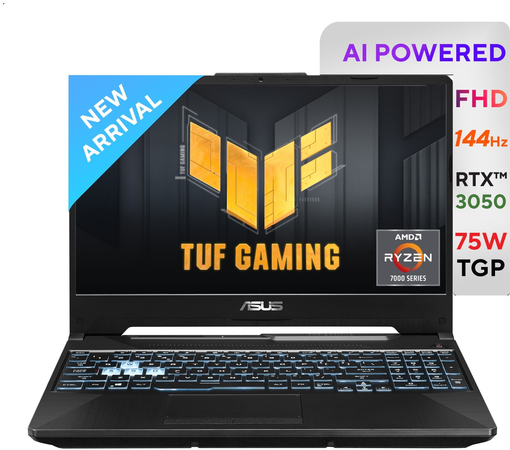 ASUS TUF Gaming A15 AMD Ryzen 7 Hexa Core 7435HS - (16 GB/512 GB SSD/Windows 11 Home/4 GB Graphics/NVIDIA GeForce RTX 3050) FA566NCR-HN075W Gaming Laptop (15.6 inch, Black, 2.30 Kg)