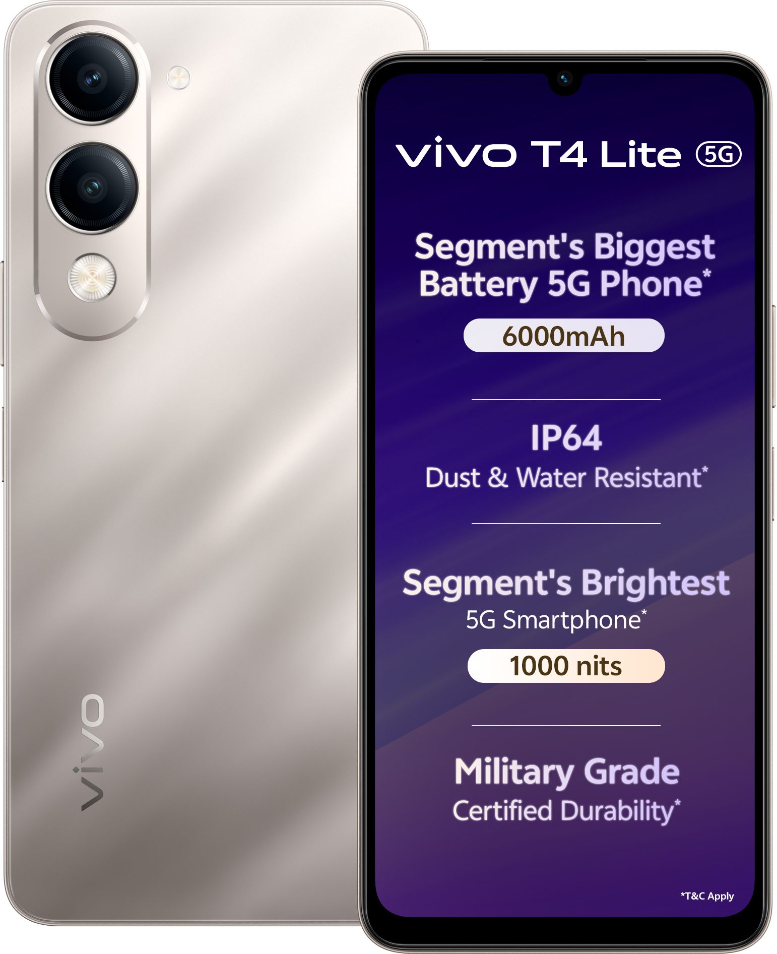 original-imahfkvfhpfaftmb.jpeg vivo T4 Lite 5G Charger in the Box (Titanium Gold, 256 GB) (8 GB RAM) - Image 1